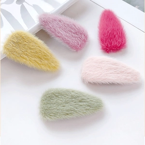 Five pieces of colorful faux fur water drop hair clips for women in autumn and winter