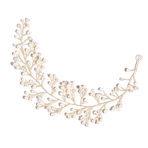 Serre-tête de mariée doré élégant avec cristaux et perles pour accessoires de mariage
