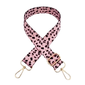 Rosa Schultergurt mit Leopardenmuster, goldenen Metallhaken und verstellbarer Schnalle