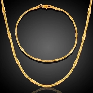 18K Vergoldetes Kupfer Halskette Und Armband Bambus Schlangenkette Hummerverschluss Minimalistischer Modeschmuck Für Damen