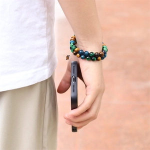 Adjustable double-layer 8mm blue tiger eye stone beaded bracelet for men and women