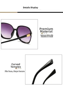 Detail of square sunglasses showing metal hinges and ergonomic curved temples