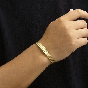 Modern gold-plated stainless steel multi-layer twisted wire cuff bracelet for women