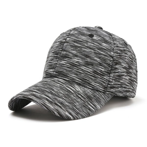 Classic cotton baseball cap featuring black and white horizontal fine stripes and curved brim