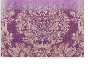 Close-up of bohemian purple grape floral jacquard pattern on high-quality fabric scarf