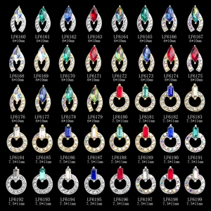 Set of 40 luxury nail art charms with colorful crystals and gold-silver alloy bases