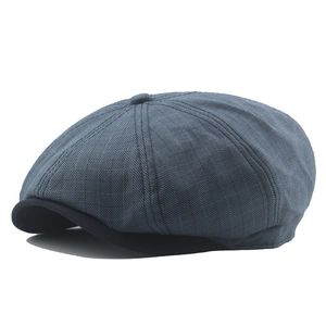 Casquette gavroche classique en coton avec texture bleu foncé et visière grise