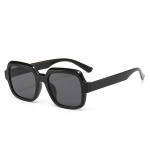Classic oversized square black sunglasses with dark grey lenses for driving and outdoors