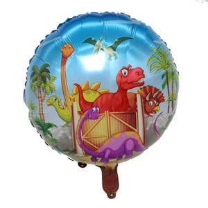 Détail du ballon rond en aluminium dinosaure avec imprimé de dessin animé coloré