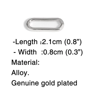 Detail view of the chunky hip-hop link showing 2.1cm length and 0.8cm width specs