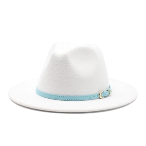 Wide Brim Fedora Hat For Men Women Cotton Polyester Felt Jazz Cap With Decorative Leather Band Gold Buckle