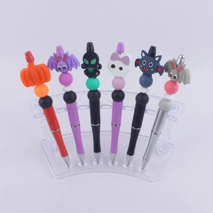 6-piece Halloween DIY silicone bead pens set featuring pumpkin, bat, and spider designs