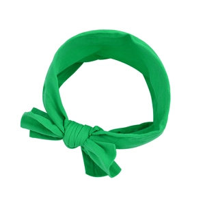 Soft green nylon headband with large bow for babies, comfortable high-elastic hair accessory