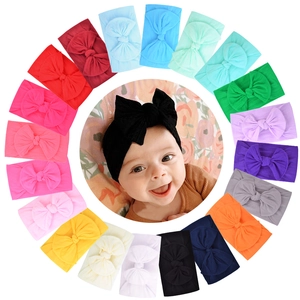 Baby Bow Headband Soft Elastic Nylon Polyester Fabric Handmade Cute Hair Accessory For Infants Newborns Toddlers