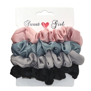 Satin Velvet Cloth Hair Scrunchies Elastic Large Hair Ties Floral Polka Dot Solid Colors For Women Girls