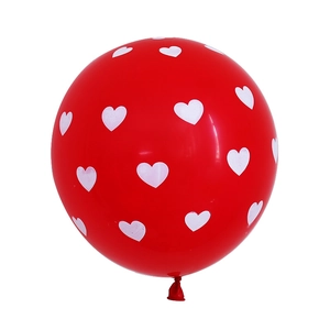 Red latex balloon with white heart print for wedding and Valentine Day decoration
