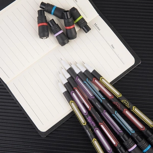 Detail shot of mechanical pencil NO:A354 with colorful grips on a notebook paper