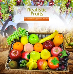 Detailed realistic artificial fruit set featuring diverse models in a bamboo basket