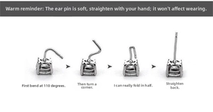 Detail showing high flexibility of S925 sterling silver ear studs with bending steps