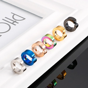 Boucles D'oreilles Clips Créoles En Acier Inoxydable Sans Perçage Acier Titane Minimaliste Bijoux Unisexe