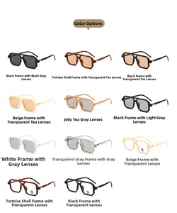 Collage of double-bridge polygon sunglasses showing various frame colors and tinted lenses