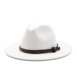 Cappello Fedora In Lana Alla Moda Con Fascia Leopardata Vintage Jazz A Tesa Larga Autunno Inverno All'aperto Viaggi Per Uomo Donna