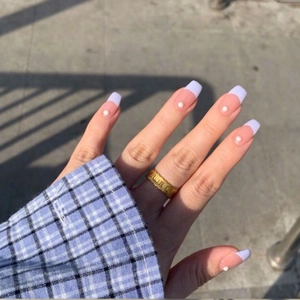 Purple French Tip Press On Nails Artificial Pearl Decor Waterproof Nude Pink False Nails Sweet Elegant Nail Art For Women