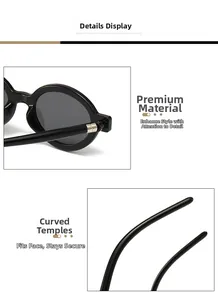 Macro view of ergonomic curved temples and durable hinge details on oval sunglasses