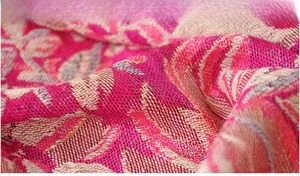 Detailed macro view of the intricate Bohemian jacquard floral pattern and soft knit texture