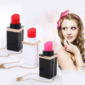 Lipstick Shaped Evening Bag Acrylic Hard Shell Clutch Gold Metal Chain Crossbody Shoulder Purse Novelty Party Handbag
