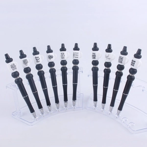 Beaded Ballpoint Pens Plastic Silicone Coffee Cup Focal Bead Rhinestone Novelty Slogan Writing Pens Teacher Gift Office