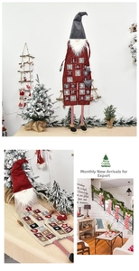 Close-up of Christmas gnome advent calendar with 24 small pockets for holiday countdown