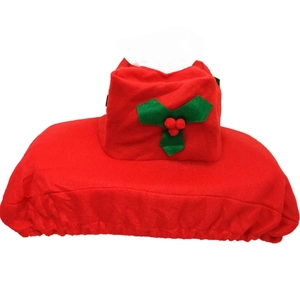 Festive red Christmas Santa tissue box cover with green holly leaves decoration