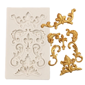 Détail macro du moule en silicone à relief vintage européen pour décoration de gâteaux