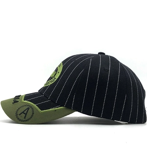 Black and green Austria cotton baseball cap with white stripes and embroidered patch