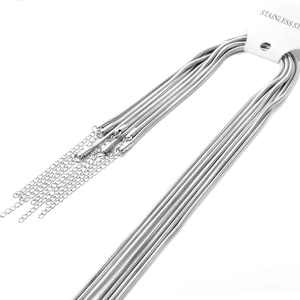 Classic 45cm silver stainless steel snake chain necklace with adjustable extender