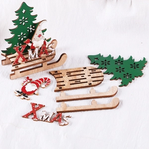 DIY painted wooden Christmas sleigh set with Santa and XMAS letters for festive decor