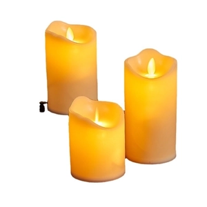 Three-piece LED pillar candles with warm light and flickering flame for Christmas decor