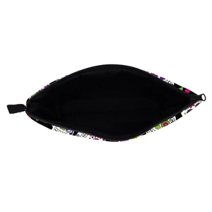 Waterproof toiletry bag with digital skull print and spacious black interior lining
