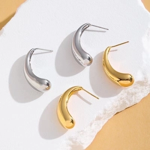 Chunky Teardrop Stud Earrings Retro High Polished Copper Jewelry With 925 Sterling Silver Earring Post For Women