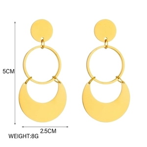 Chic geometric gold hoop earrings with dimensions 5cm height and 2.5cm width