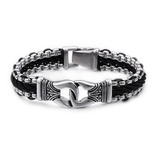 Men Braided Bracelet Multi-layer 316L Stainless Steel Chain Vintage Punk Street Jewelry Accessory