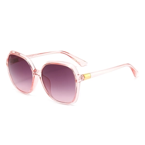 Elegant oversized square sunglasses with pink transparent frame and gradient lenses