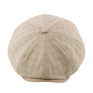 Casquette gavroche classique en coton beige avec texture tissée pour hommes