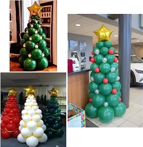 DIY Christmas tree balloon set with 94 pieces of red, green and white latex balloons