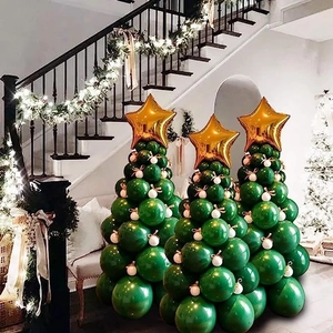 Christmas Tree Balloon Decoration Arrangement Latex And Aluminum Foil DIY Holiday Party Home Ornament Star Topper