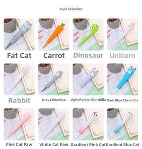 Detailed grid showing 12 cartoon styles of soft squeeze slow rebound decompression pens