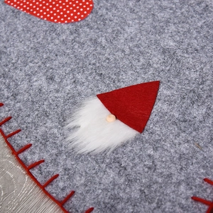 Falda de árbol de Navidad de 98cm en fieltro gris con gnomos para adorno festivo