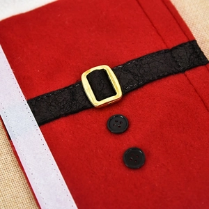 Christmas Santa Claus themed refrigerator handle covers with red felt and gold buckle