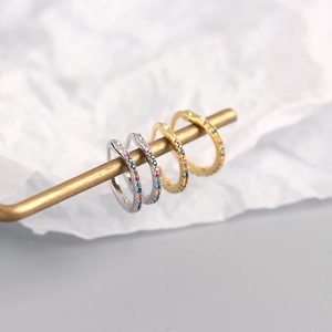 S925 sterling silver hoop earrings with colorful gemstones in gold and silver finish